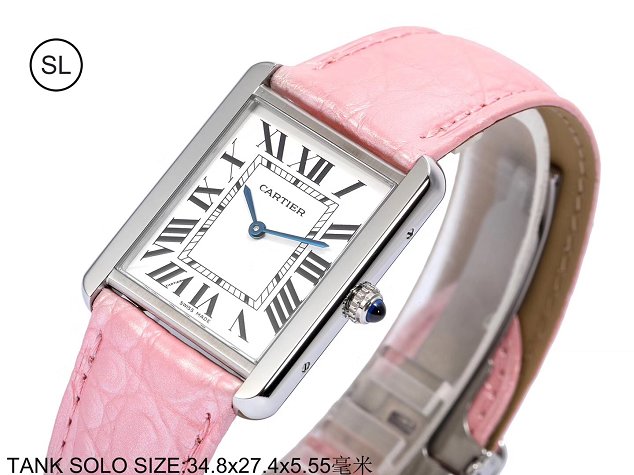 Cartier tank quartz watch medium crocodile leather w5200003 pink