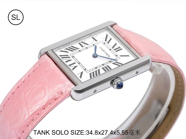 Cartier tank quartz watch medium crocodile leather w5200003 pink