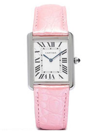 Cartier tank quartz watch medium crocodile leather w5200003 pink