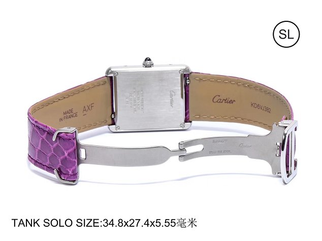 Cartier tank quartz watch medium crocodile leather w5200003 purple