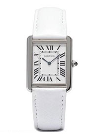Cartier tank quartz watch medium togo leather WSTA0028 white