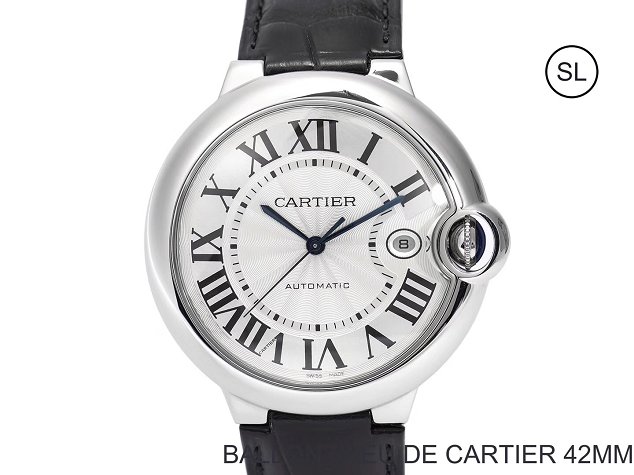 Cartier ballon bleu de large mechanical watch crocodile leather W6901624 black