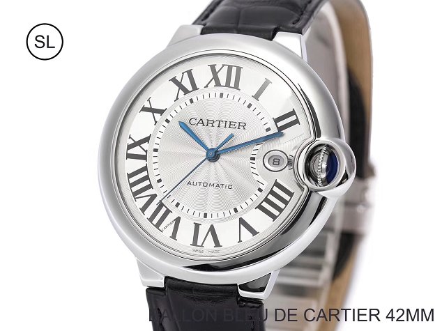 Cartier ballon bleu de large mechanical watch crocodile leather W6901624 black