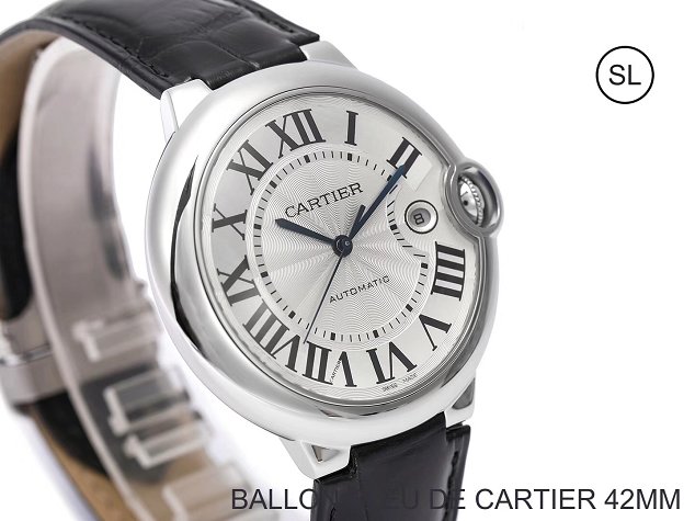 Cartier ballon bleu de large mechanical watch crocodile leather W6901624 black