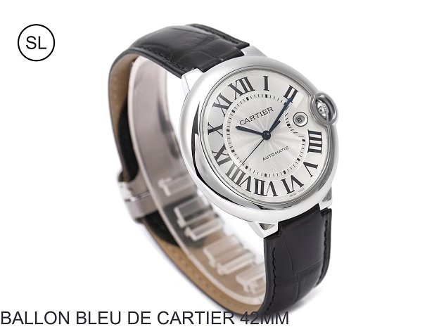 Cartier ballon bleu de large mechanical watch crocodile leather W6901624 black