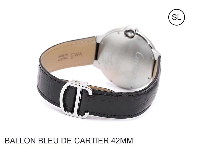Cartier ballon bleu de large mechanical watch crocodile leather W6901624 black