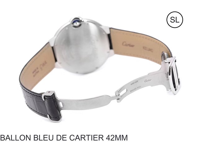 Cartier ballon bleu de large mechanical watch crocodile leather W6901624 black