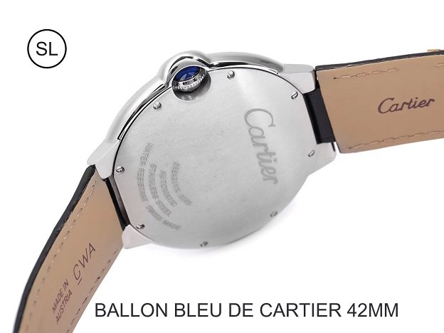 Cartier ballon bleu de large mechanical watch crocodile leather W6901624 black