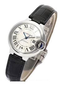 Cartier ballon bleu de medium mechanical watch crocodile leather W6920085 black