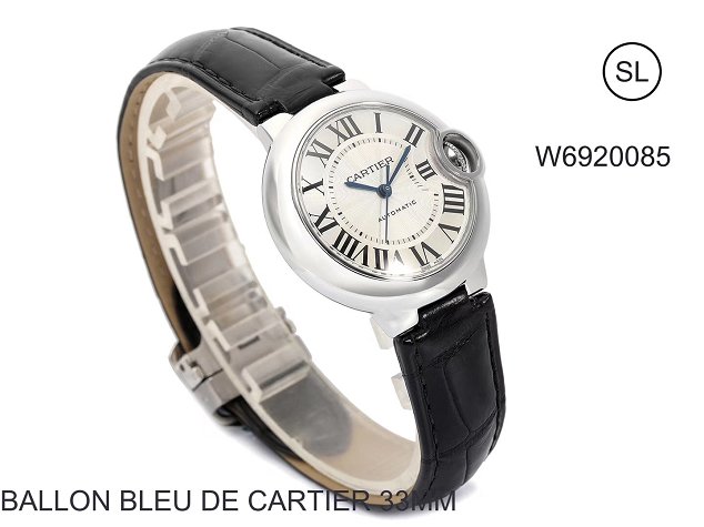 Cartier ballon bleu de medium mechanical watch crocodile leather W6920085 black