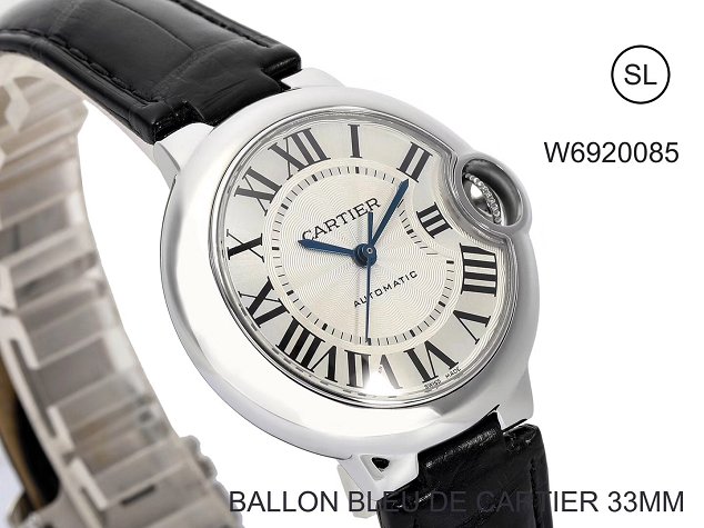 Cartier ballon bleu de medium mechanical watch crocodile leather W6920085 black