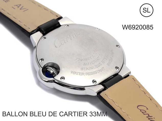 Cartier ballon bleu de medium mechanical watch crocodile leather W6920085 black