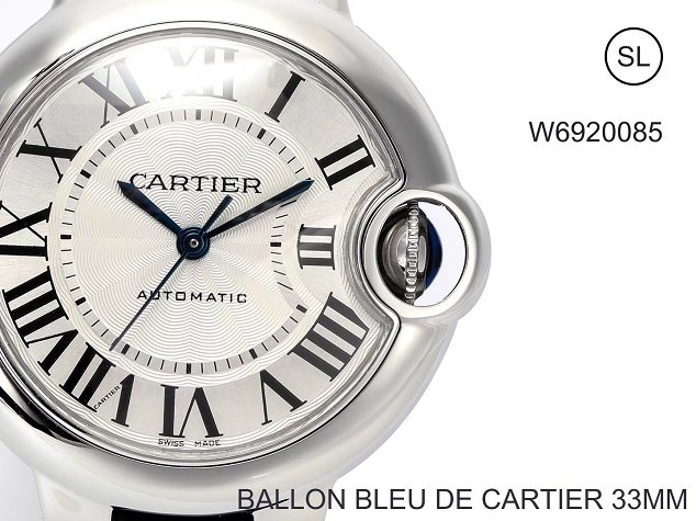 Cartier ballon bleu de medium mechanical watch crocodile leather W6920085 black