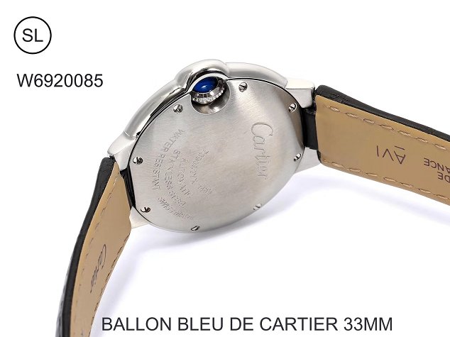 Cartier ballon bleu de medium mechanical watch crocodile leather W6920085 black