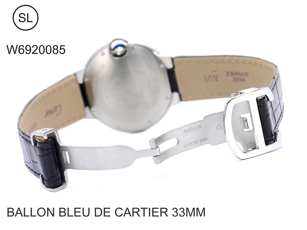 Cartier ballon bleu de medium mechanical watch crocodile leather W6920085 black