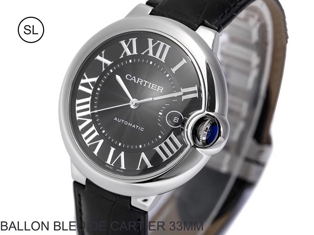 Cartier ballon bleu de large mechanical watch crocodile leather WSBB0003 black