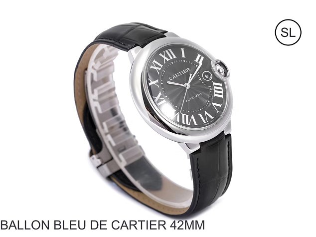 Cartier ballon bleu de large mechanical watch crocodile leather WSBB0003 black