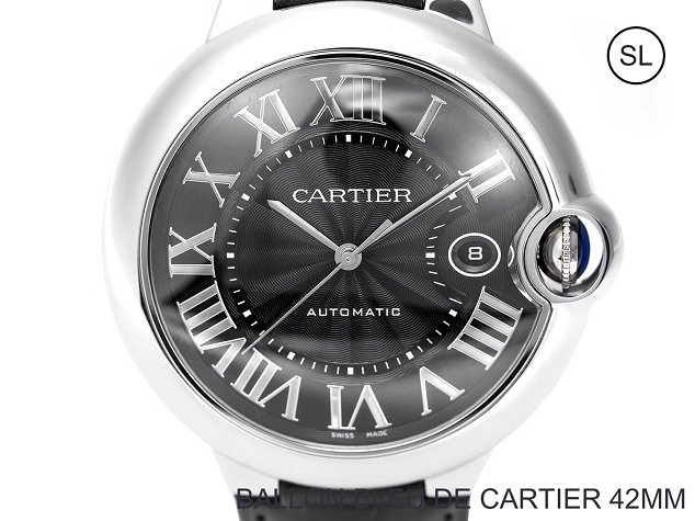 Cartier ballon bleu de large mechanical watch crocodile leather WSBB0003 black