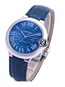 Cartier ballon bleu de large mechanical watch crocodile leather WSBB0025 blue