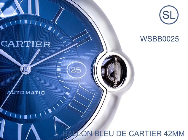 Cartier ballon bleu de large mechanical watch crocodile leather WSBB0025 blue