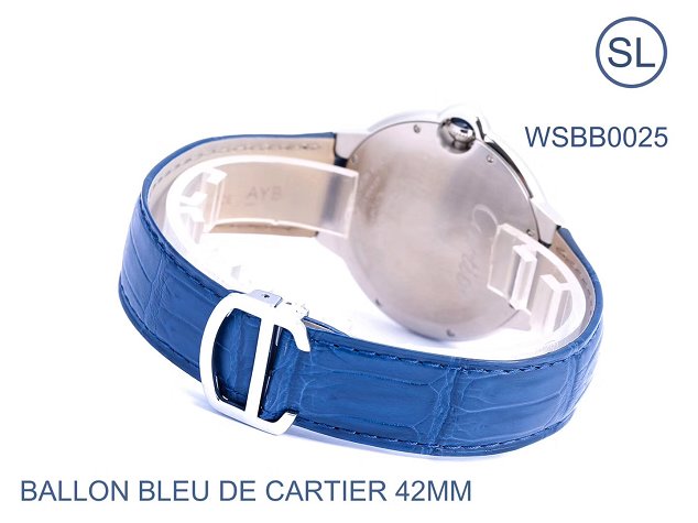 Cartier ballon bleu de large mechanical watch crocodile leather WSBB0025 blue