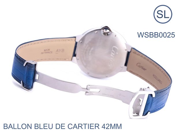 Cartier ballon bleu de large mechanical watch crocodile leather WSBB0025 blue