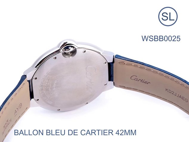 Cartier ballon bleu de large mechanical watch crocodile leather WSBB0025 blue