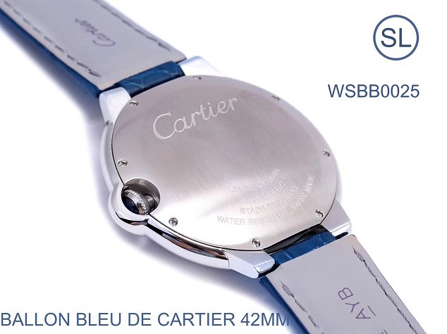 Cartier ballon bleu de large mechanical watch crocodile leather WSBB0025 blue