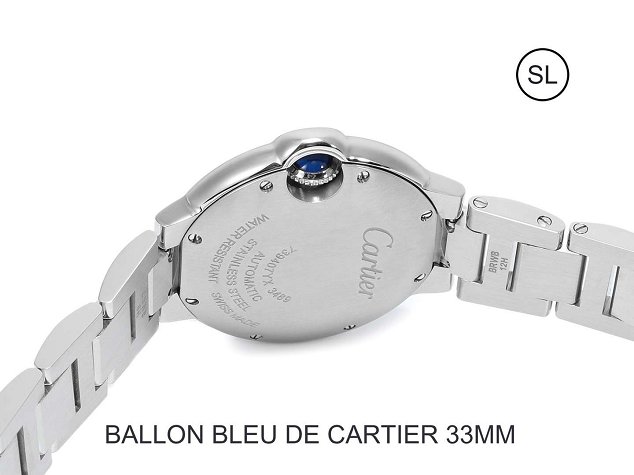 Cartier ballon bleu de medium mechanical steel watch W6920100 pink