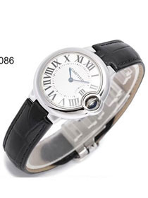 Cartier ballon bleu de quartz watch crocodile leather W6920086 black