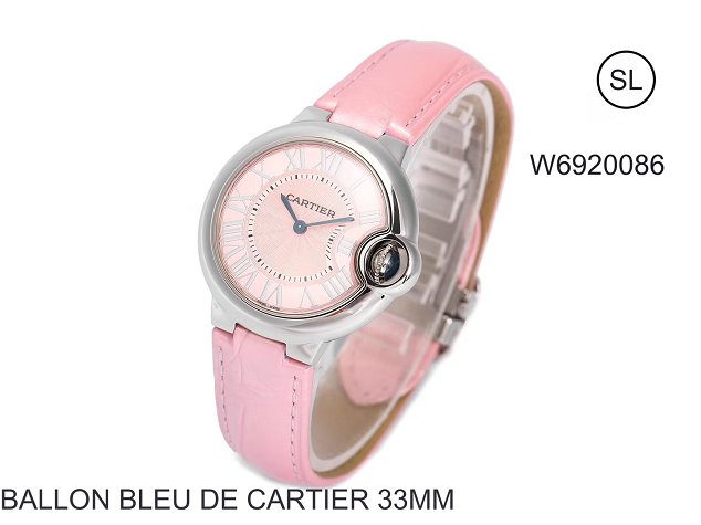 Cartier ballon bleu de quartz watch crocodile leather W6920086 pink