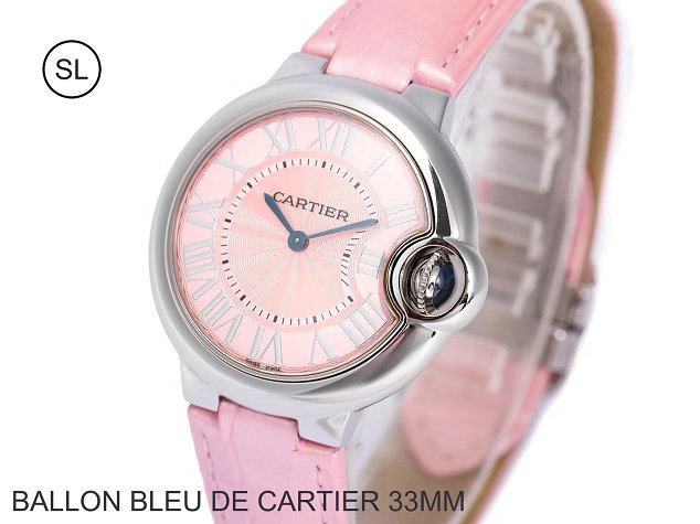 Cartier ballon bleu de quartz watch crocodile leather W6920086 pink