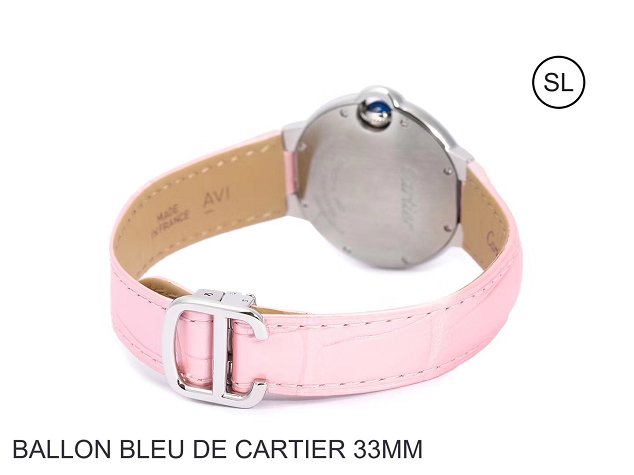 Cartier ballon bleu de quartz watch crocodile leather W6920086 pink