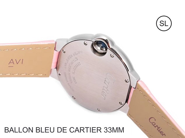 Cartier ballon bleu de quartz watch crocodile leather W6920086 pink