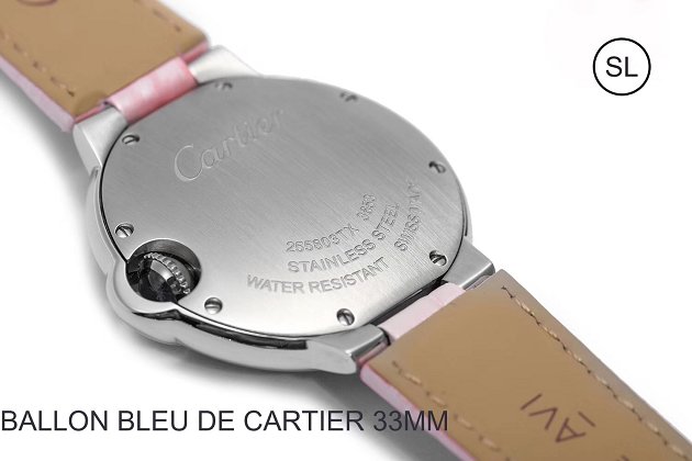 Cartier ballon bleu de quartz watch crocodile leather W6920086 pink