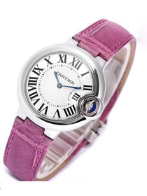 Cartier ballon bleu de quartz watch crocodile leather W6920086 purple
