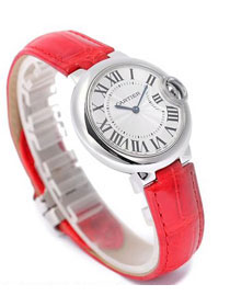 Cartier ballon bleu de quartz watch crocodile leather W6920086 red