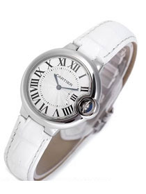 Cartier ballon bleu de quartz watch crocodile leather W6920086 white