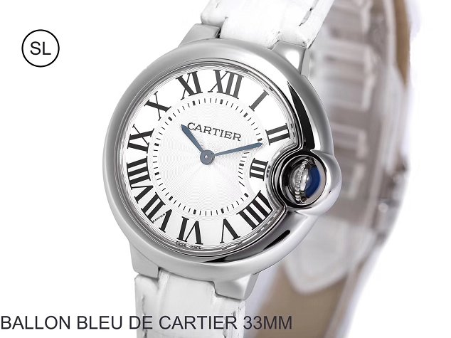 Cartier ballon bleu de quartz watch crocodile leather W6920086 white