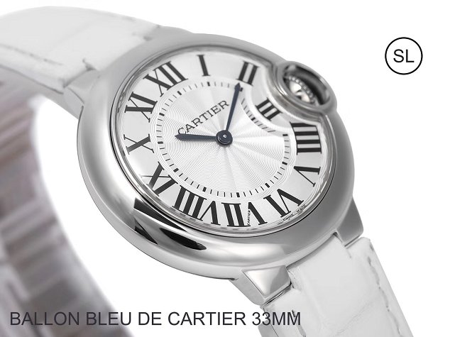 Cartier ballon bleu de quartz watch crocodile leather W6920086 white
