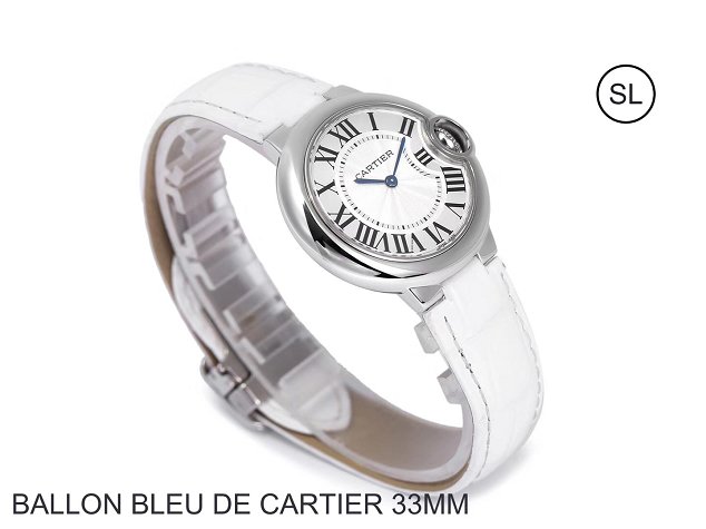 Cartier ballon bleu de quartz watch crocodile leather W6920086 white