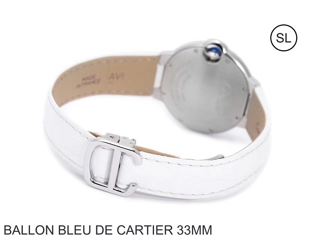 Cartier ballon bleu de quartz watch crocodile leather W6920086 white