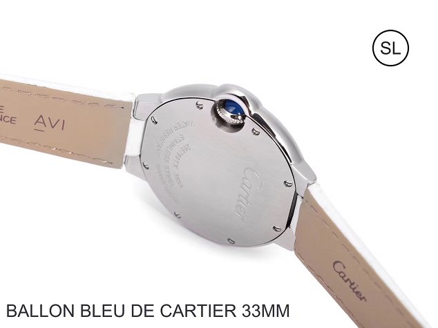 Cartier ballon bleu de quartz watch crocodile leather W6920086 white
