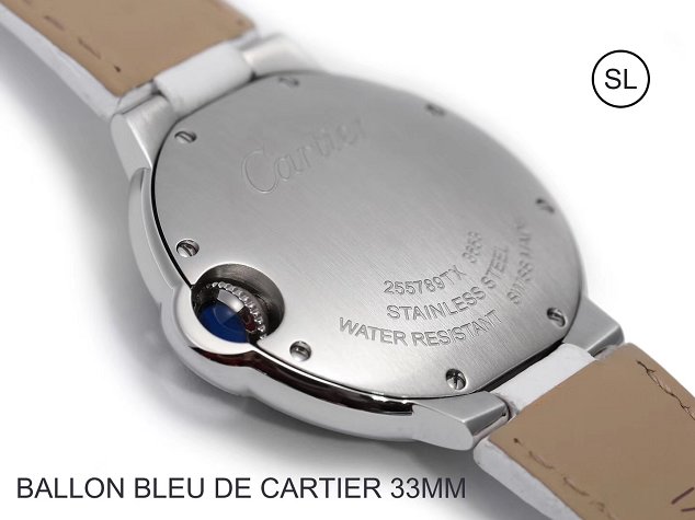 Cartier ballon bleu de quartz watch crocodile leather W6920086 white