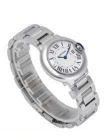 Cartier ballon bleu de small quartz watch steel W69010Z4 silver