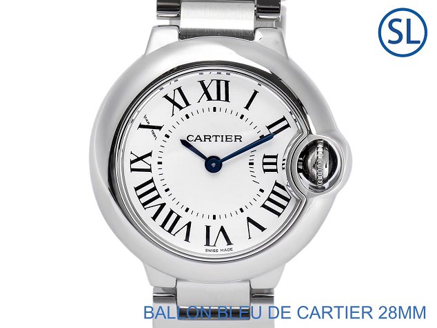 Cartier ballon bleu de small quartz watch steel W69010Z4 silver