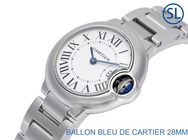 Cartier ballon bleu de small quartz watch steel W69010Z4 silver