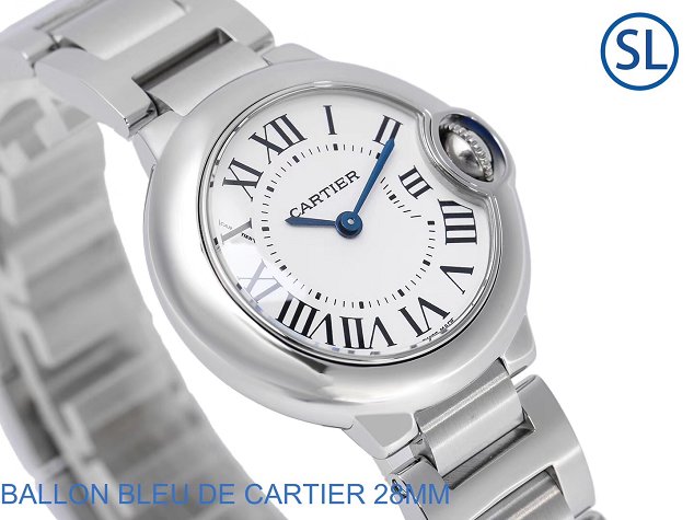 Cartier ballon bleu de small quartz watch steel W69010Z4 silver