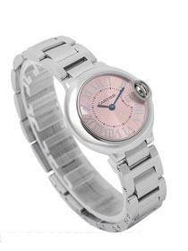 Cartier ballon bleu de small quartz watch steel W6920038 pink silver