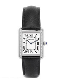 Cartier tank quartz diamond watch small togo leather WSTA0131 black